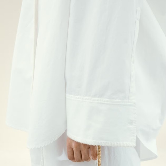 NWT H&M STUDIO COLLECTION STITCHING DETAIL POPLIN SHIRT - Picture 2 of 7